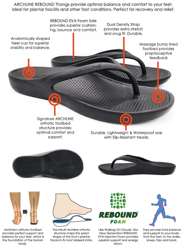 Archline Rebound Orthotic Thongs - Red