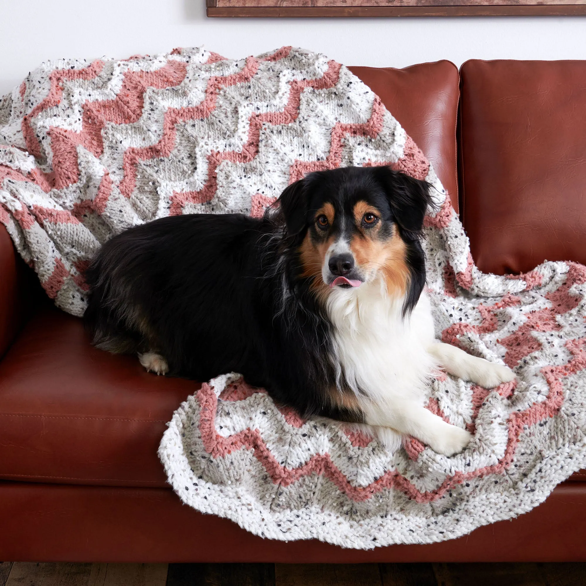 Bernat Forever Fleece Knit Chevron Blanket