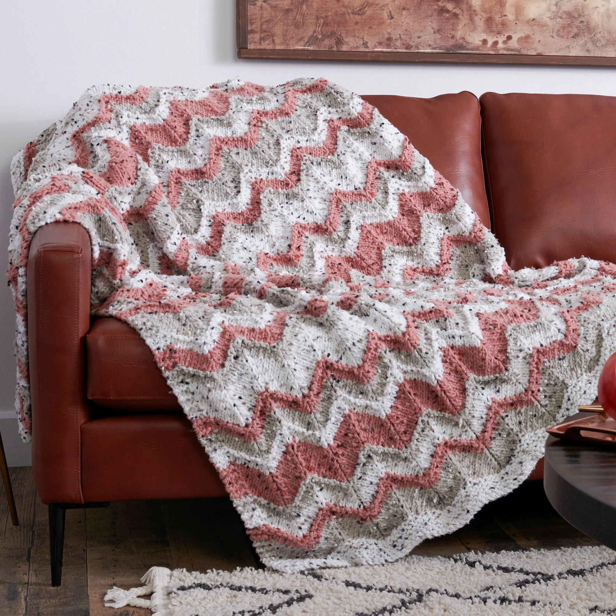 Bernat Forever Fleece Knit Chevron Blanket
