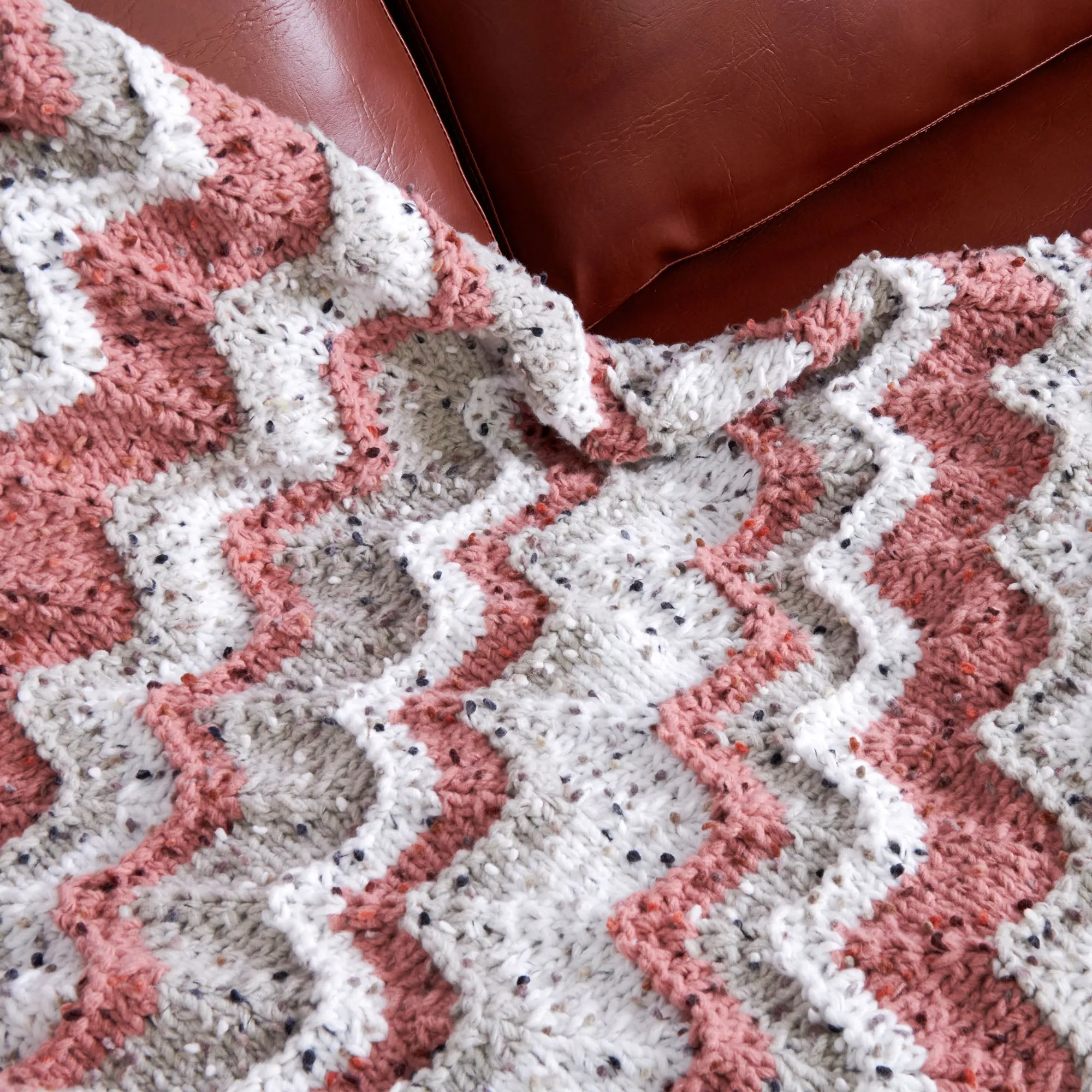 Bernat Forever Fleece Knit Chevron Blanket