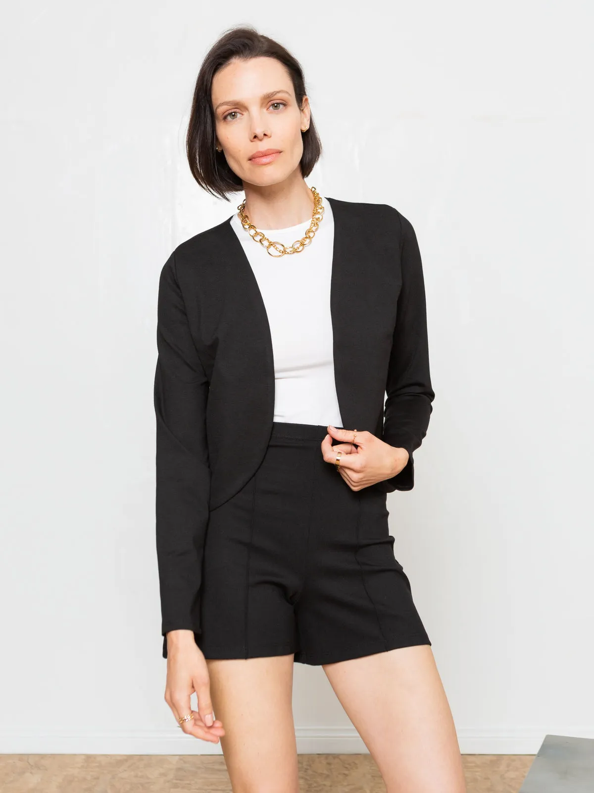 Black Ponte Knit Bolero