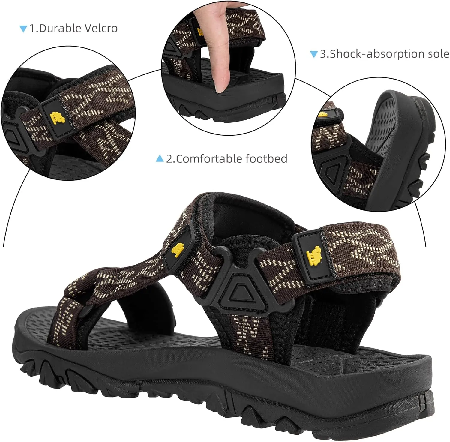 CAMELSPORTS Men??s Sandals Hiking Athletic Sandals Non-slip Water Sandals Comfortable Sport Sandals Open Toe Casual Beach Sandals