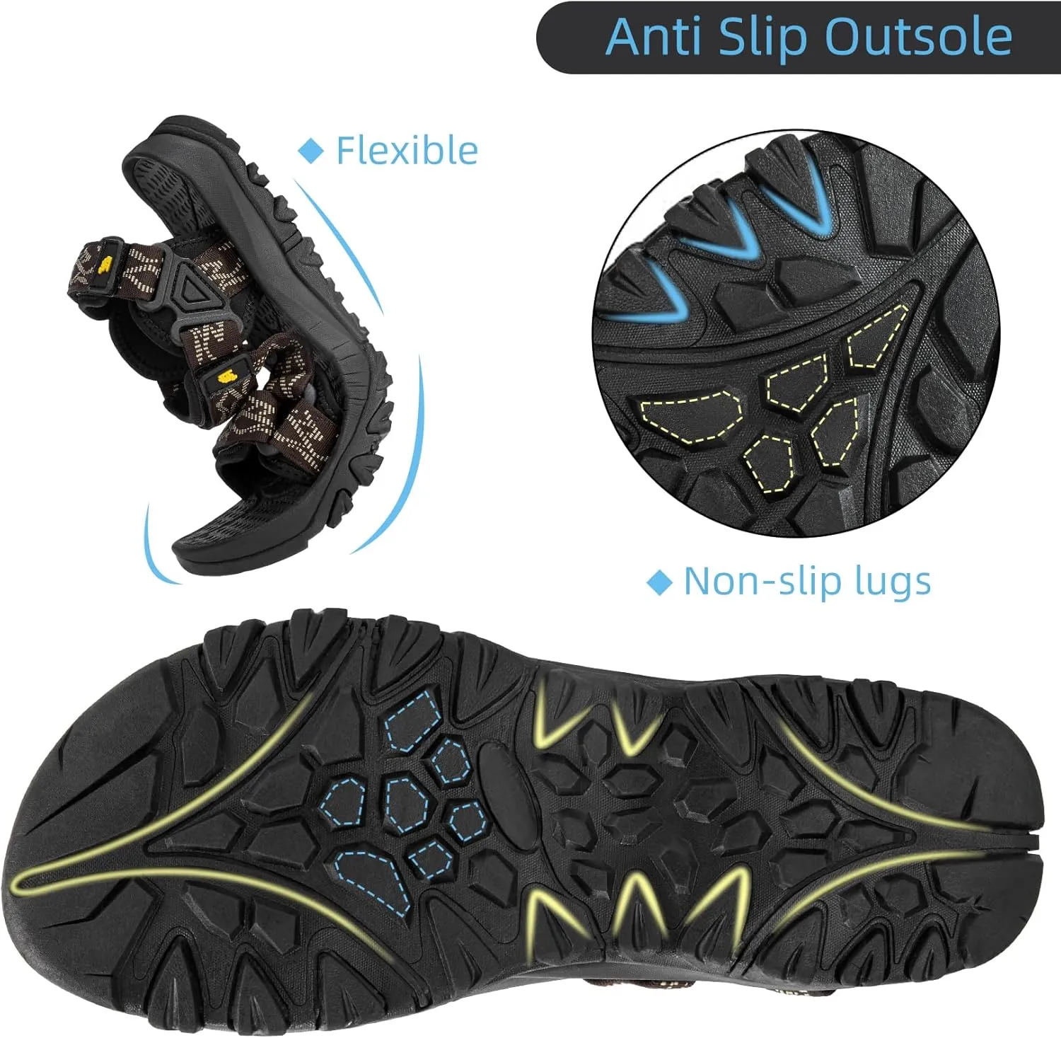 CAMELSPORTS Men??s Sandals Hiking Athletic Sandals Non-slip Water Sandals Comfortable Sport Sandals Open Toe Casual Beach Sandals