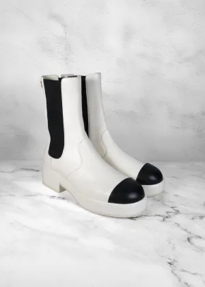 Chanel Leather Colorblock Pattern Chelsea Boots