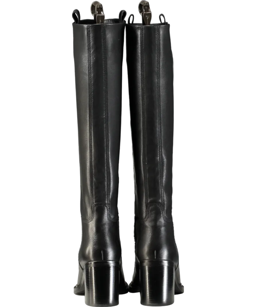 Daniel Sound Black Leather Block Heel Knee Boots UK 4 EU 37 👠