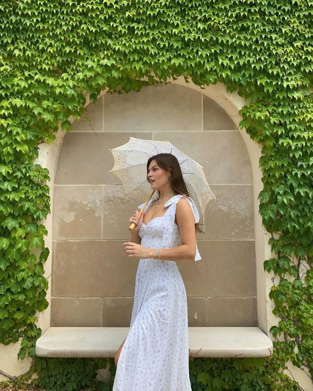 Floral Print Cottagecore Sleeveless Strap Midi Dresses Party Club Backless Elegant Split Dress