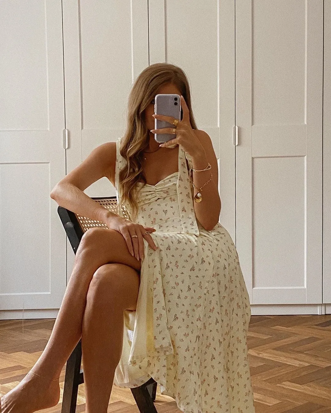 Floral Print Cottagecore Sleeveless Strap Midi Dresses Party Club Backless Elegant Split Dress