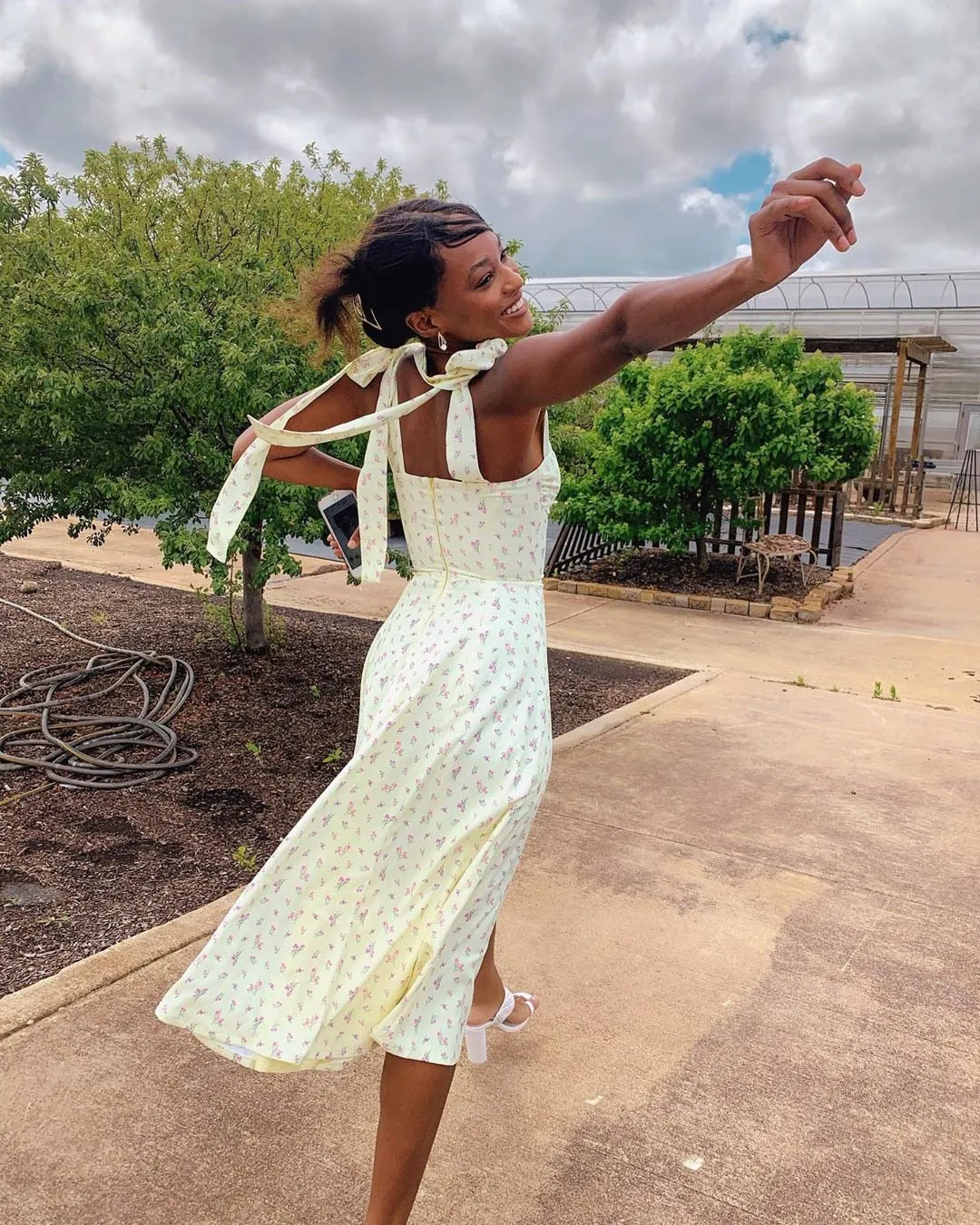 Floral Print Cottagecore Sleeveless Strap Midi Dresses Party Club Backless Elegant Split Dress