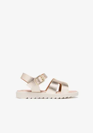Gold Metalized Buckle Sandals