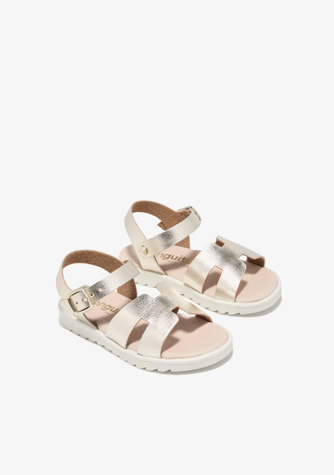 Gold Metalized Buckle Sandals