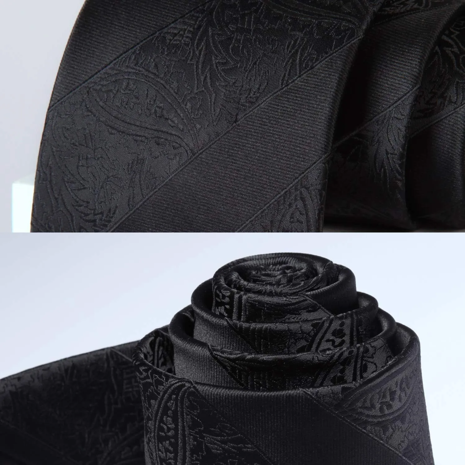 HISDERN Extra Long Ties for Men Classic Floral Tie and Pocket Square Elegant Silk Necktie Handkerchief Set Wedding Party