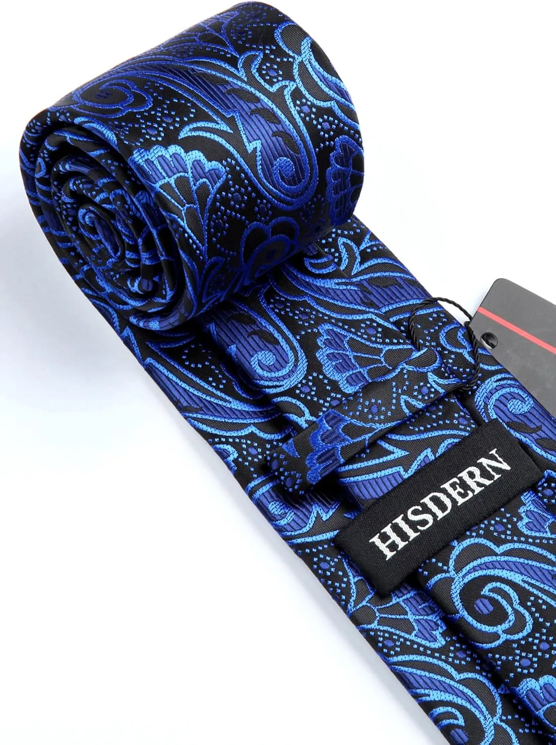 HISDERN Extra Long Ties for Men Classic Floral Tie and Pocket Square Elegant Silk Necktie Handkerchief Set Wedding Party