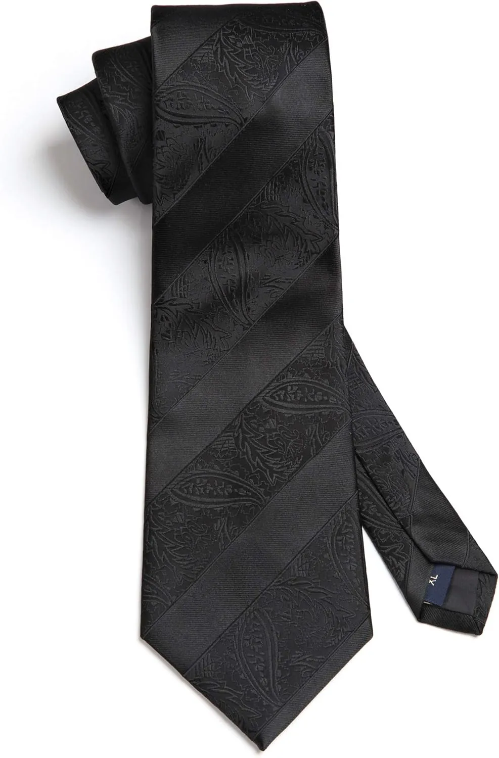 HISDERN Extra Long Ties for Men Classic Floral Tie and Pocket Square Elegant Silk Necktie Handkerchief Set Wedding Party