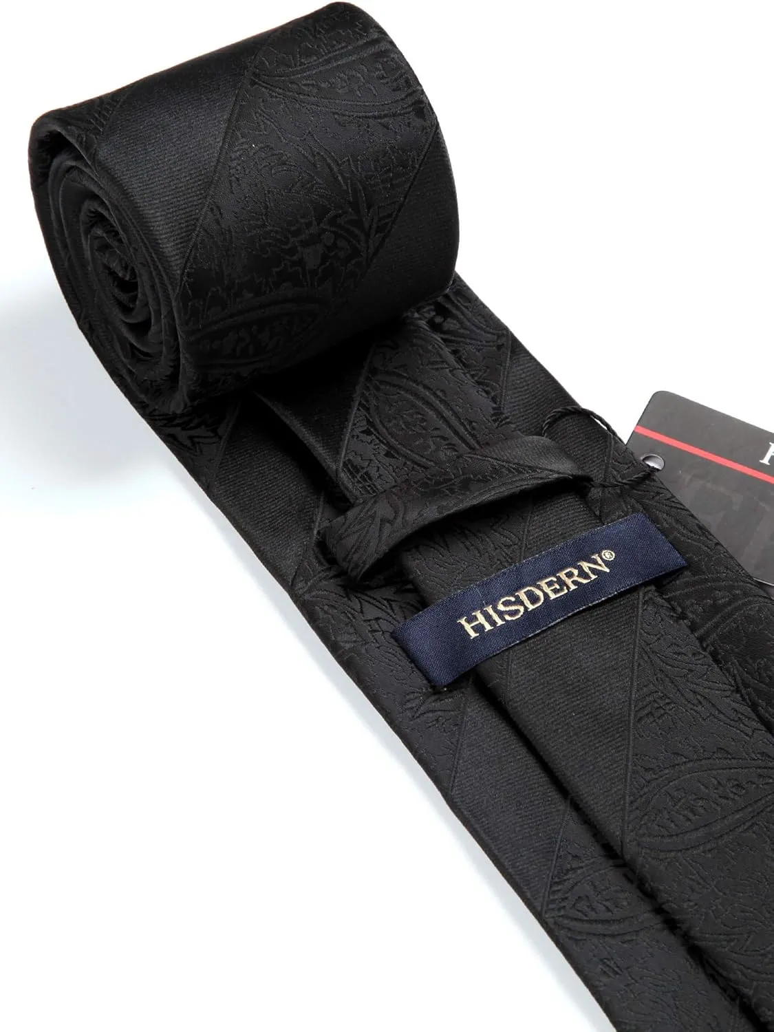 HISDERN Extra Long Ties for Men Classic Floral Tie and Pocket Square Elegant Silk Necktie Handkerchief Set Wedding Party