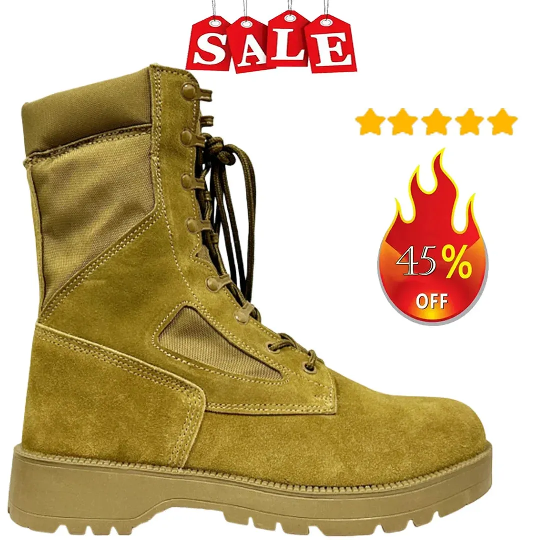 Leather Man Tactical Combat Boots Men Outdoor Hiking Desert Boots Breathable Male Ankle Boots