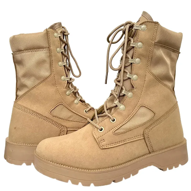 Leather Man Tactical Combat Boots Men Outdoor Hiking Desert Boots Breathable Male Ankle Boots