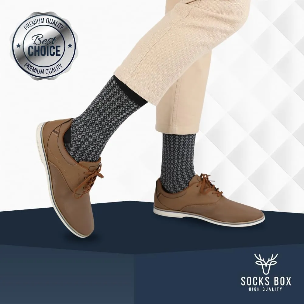 Mens Dress Socks, Premium Bamboo Rayon Socks for Men, Patterned, Elegant Design, 5/10 Pack, Gift Box