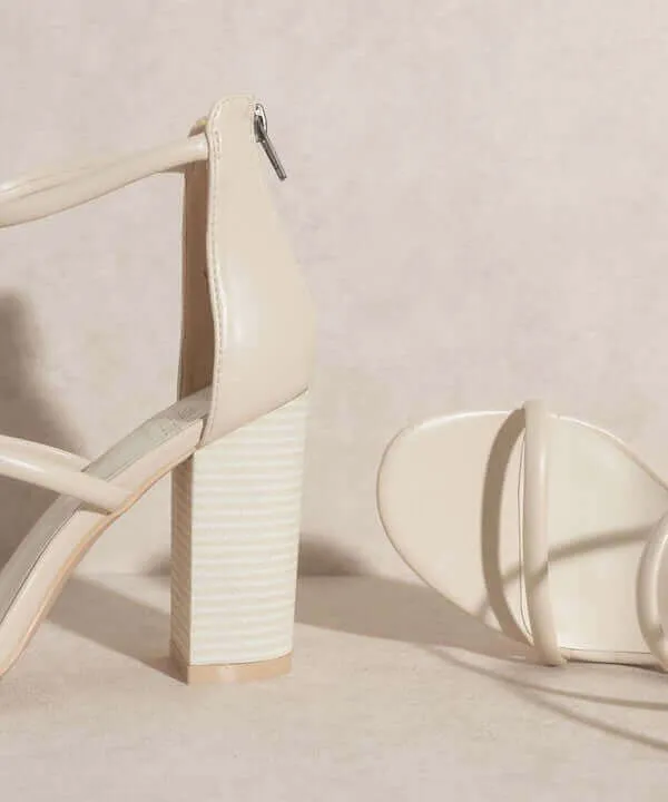 OASIS SOCIETY Taylor - Beige Minimalist Strappy Heels Sandals