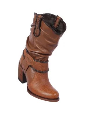 Quincy Boots Womens Fashion Floater Leather Short Honey Round Toe Western Boot