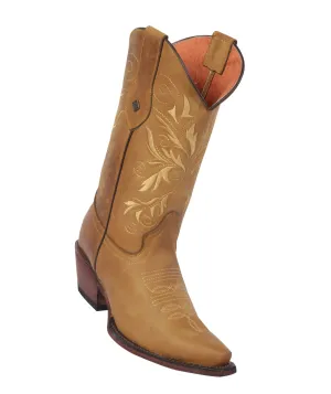 Quincy Boots Womens Grasso and Crazy Leather Tan Snip Toe Western Boot
