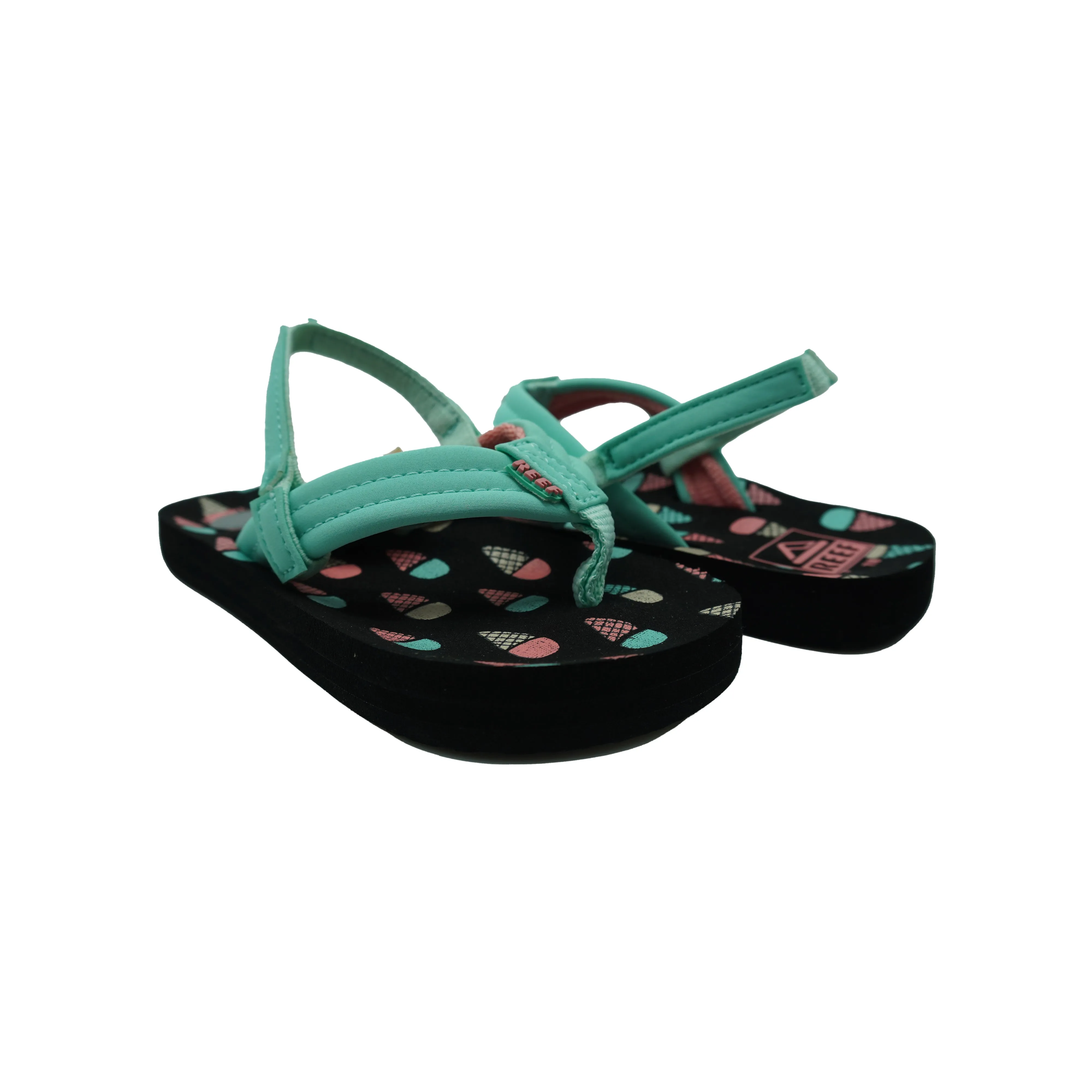 Reef Toddler Girl's Ahi Thong Sandals Ice Cream Cones Black Mint Green Pink 7/8