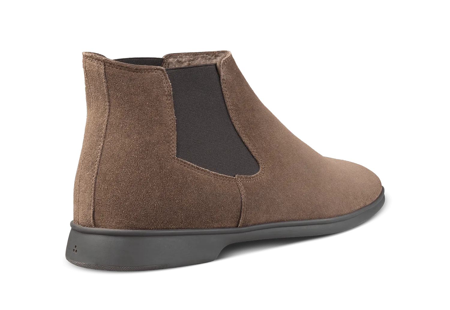 Rover Boots in Deep Taupe Glove Suede with Shearling Lining