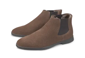 Rover Boots in Deep Taupe Glove Suede with Shearling Lining