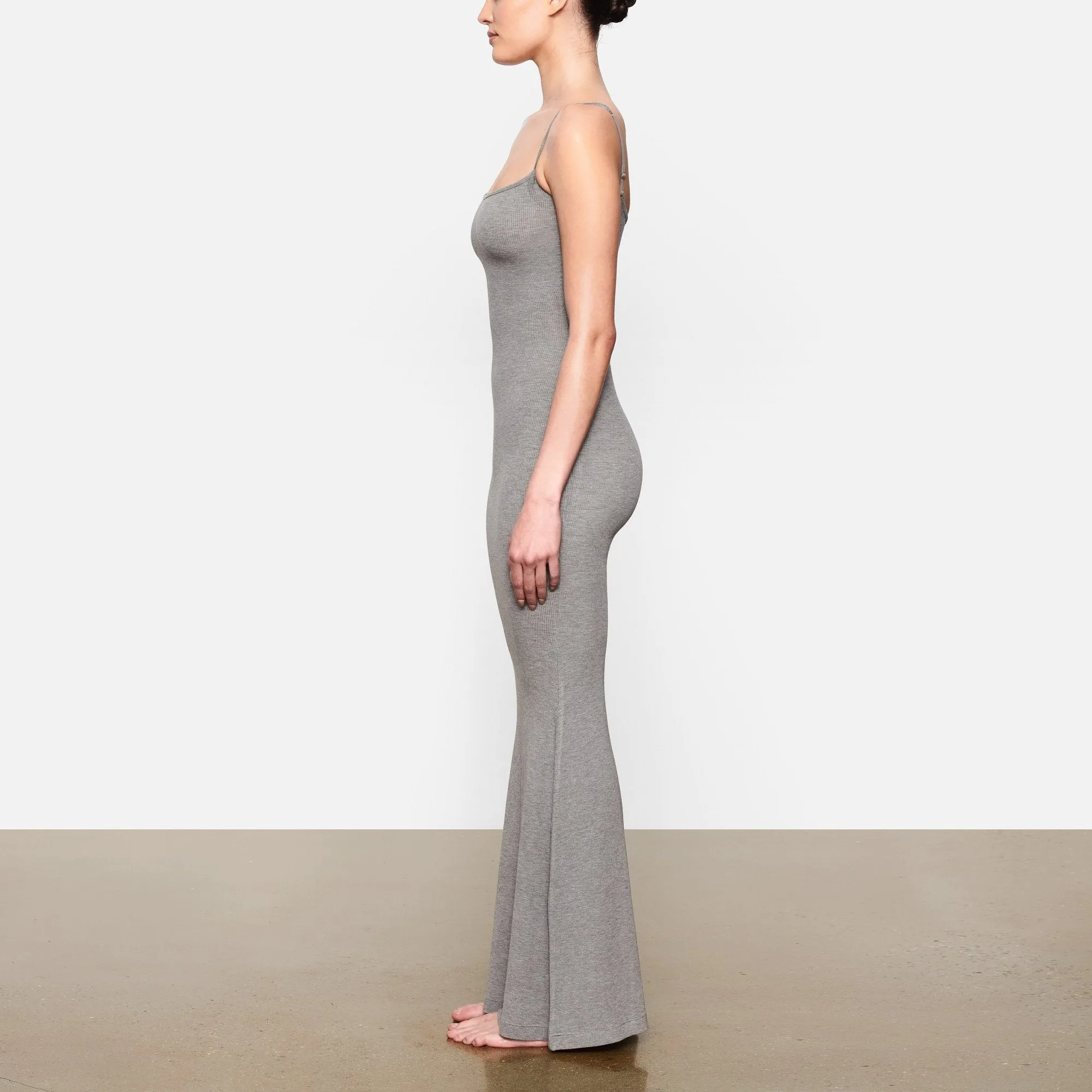 SOFT LOUNGE LONG SLIP DRESS | HEATHER GREY
