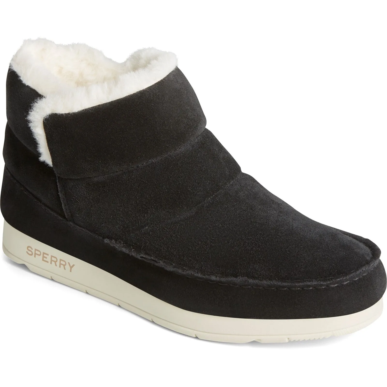 Sperry Womens Moc-Sider Leather Bootie - Black