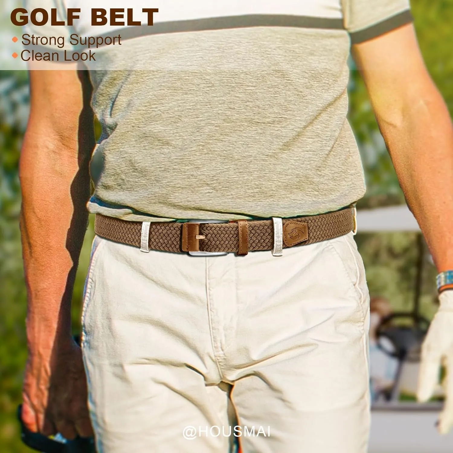 Stretch Braided Belt for Men -Mens Gift Elastic Woven Golf Belt 1 3/8"- for Golf Jeans Casual Wear