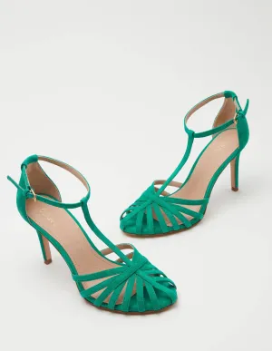 Tess Cage Heel Sandals-Emerald Green