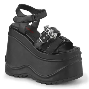 WAVE-13 DemoniaCult Black Vegan Leather Sexy Women's Sandals (Alternative Footwear)