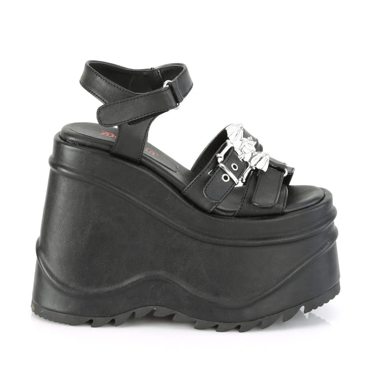 WAVE-13 DemoniaCult Black Vegan Leather Sexy Women's Sandals (Alternative Footwear)