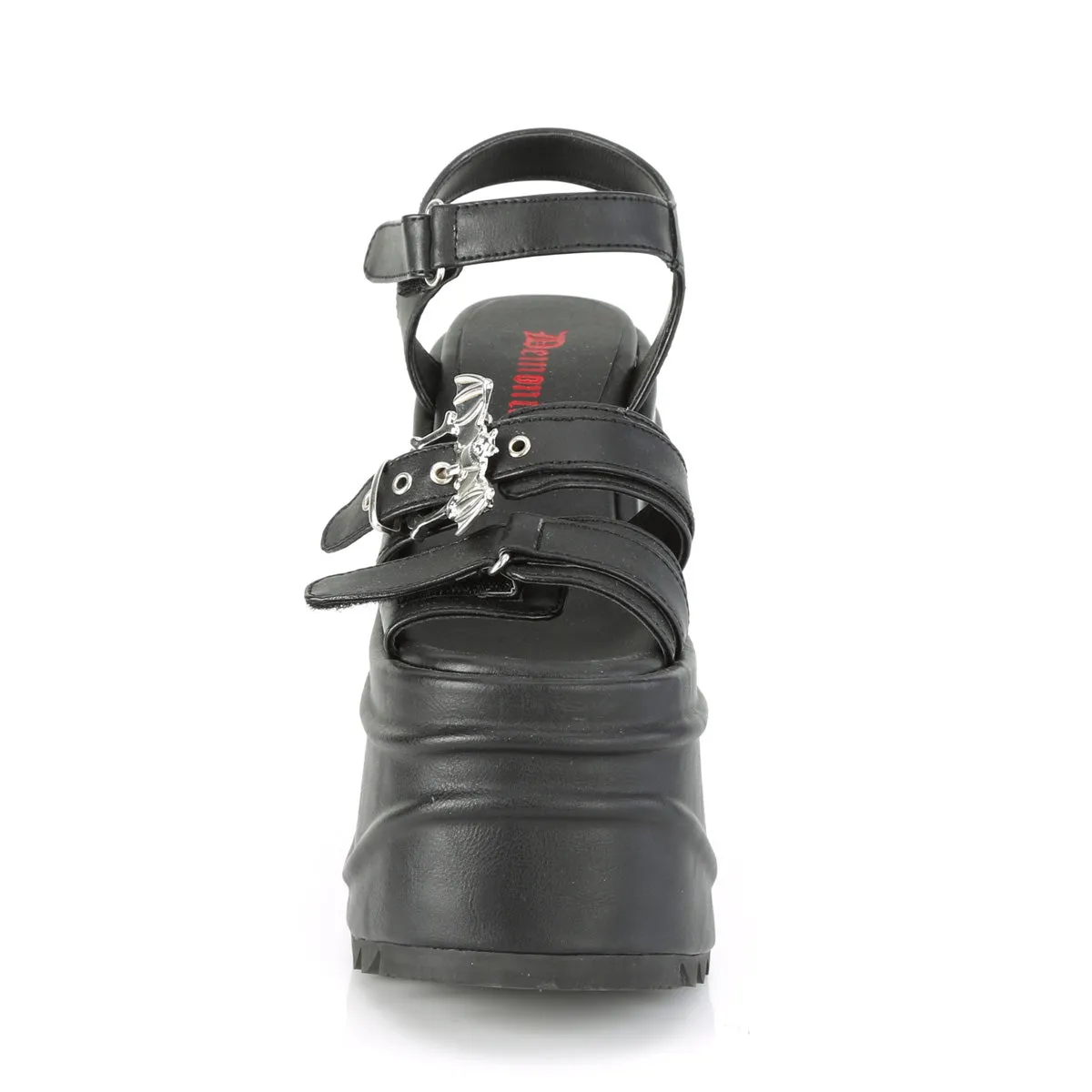 WAVE-13 DemoniaCult Black Vegan Leather Sexy Women's Sandals (Alternative Footwear)