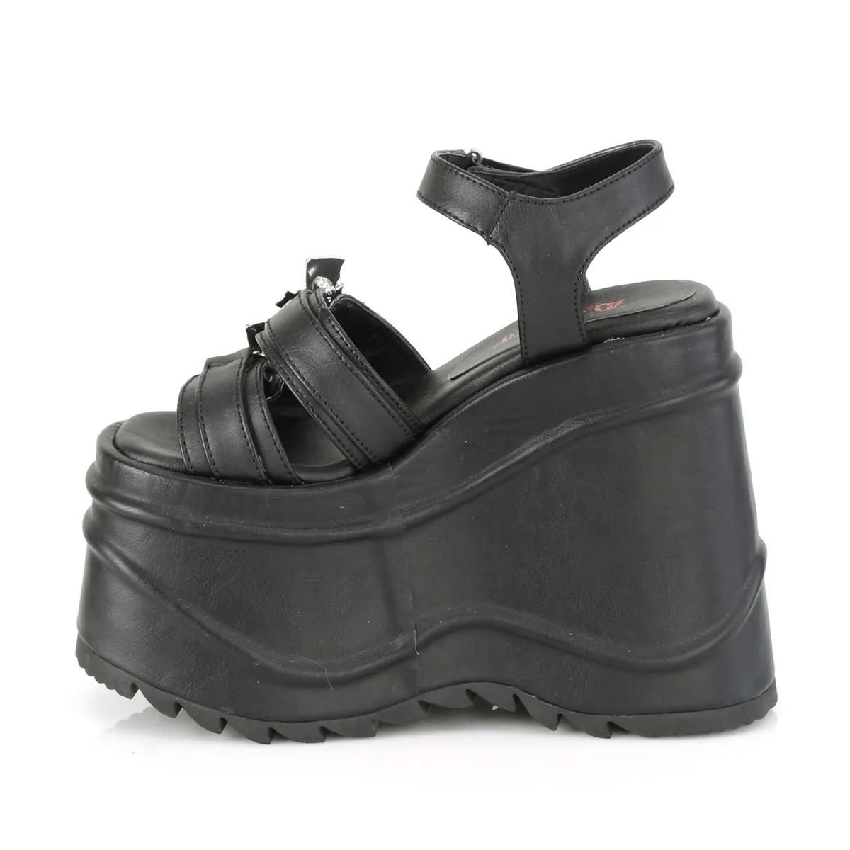 WAVE-13 DemoniaCult Black Vegan Leather Sexy Women's Sandals (Alternative Footwear)