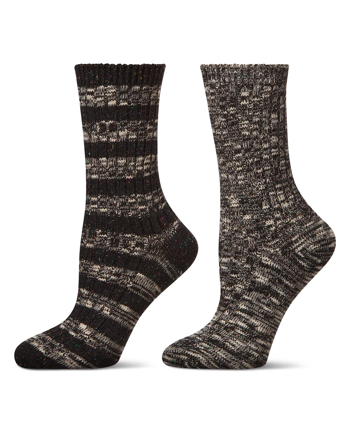 Women's 2 Pair Pack Mixed Stripe Crew Socks