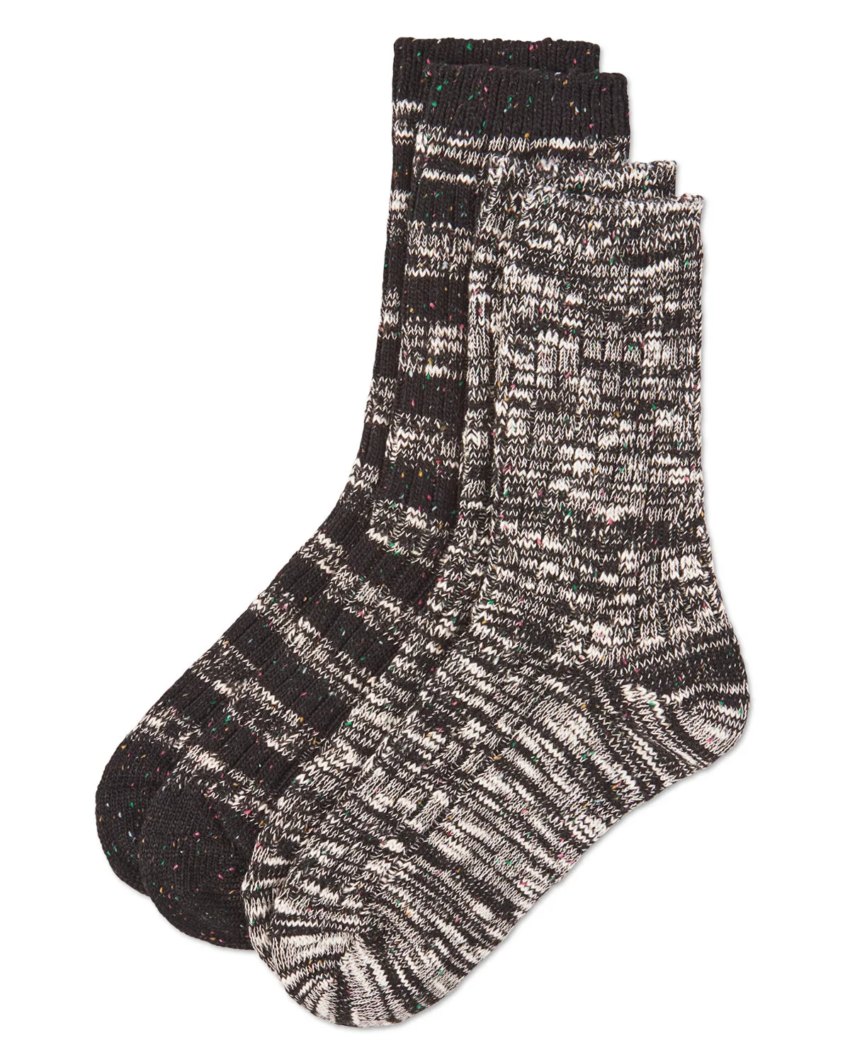 Women's 2 Pair Pack Mixed Stripe Crew Socks