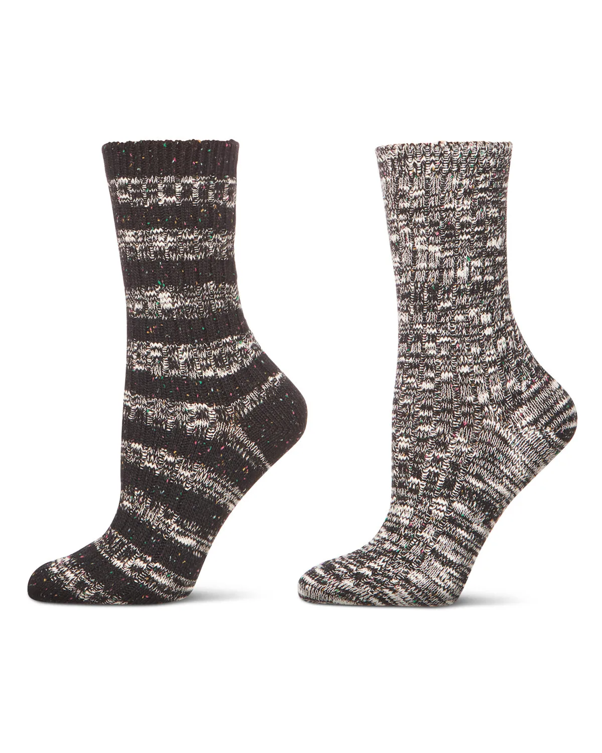 Women's 2 Pair Pack Mixed Stripe Crew Socks