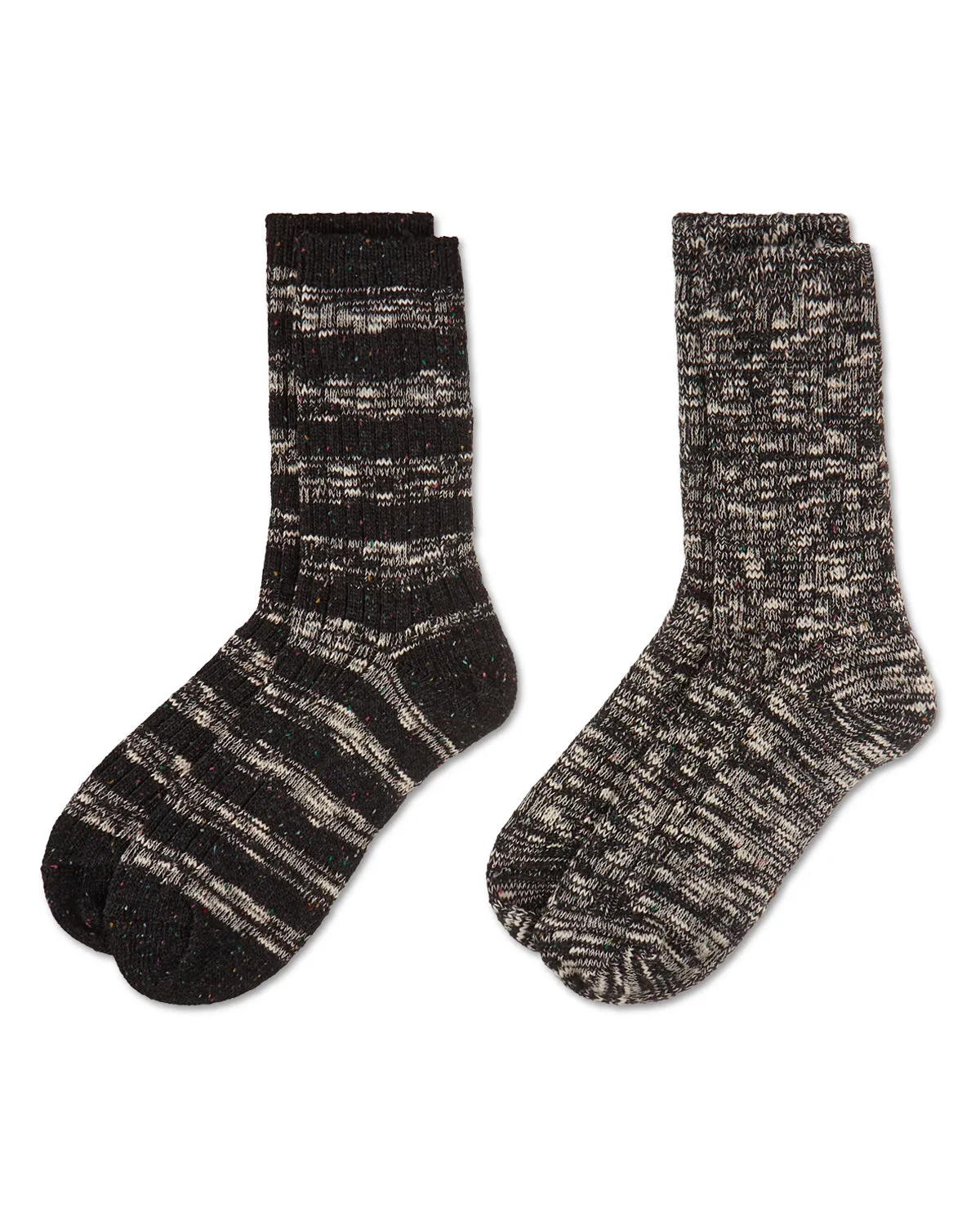 Women's 2 Pair Pack Mixed Stripe Crew Socks