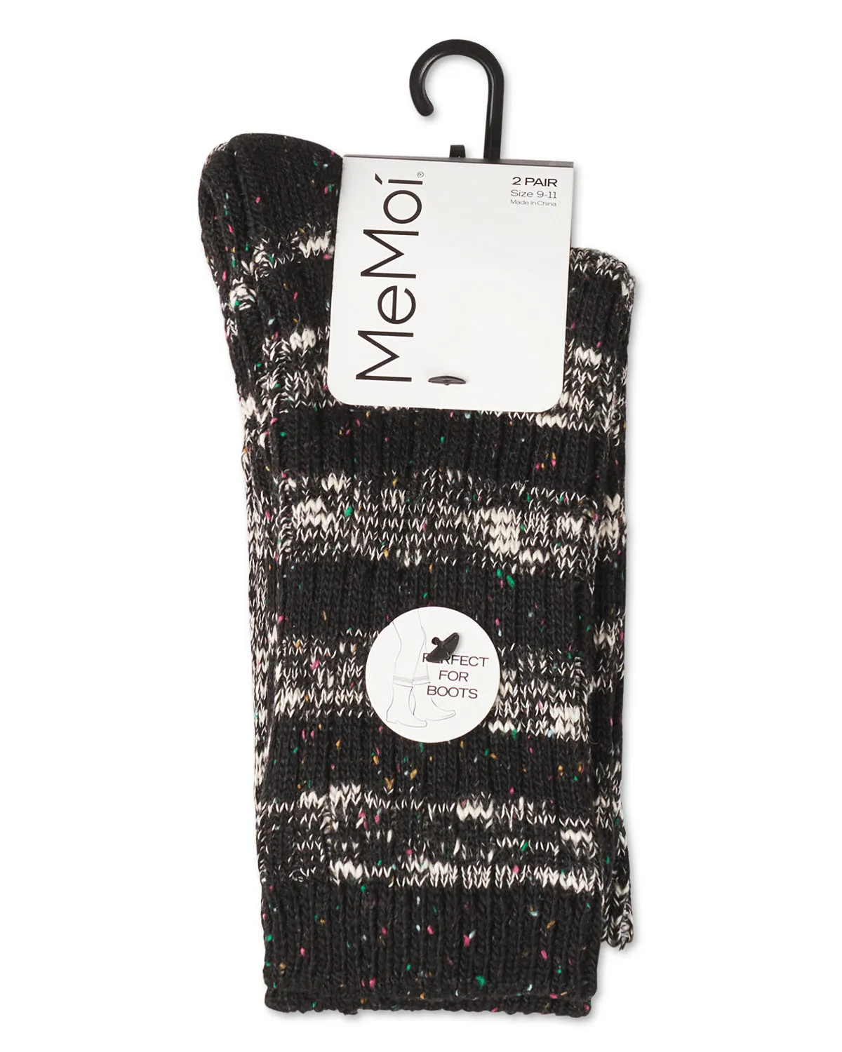 Women's 2 Pair Pack Mixed Stripe Crew Socks