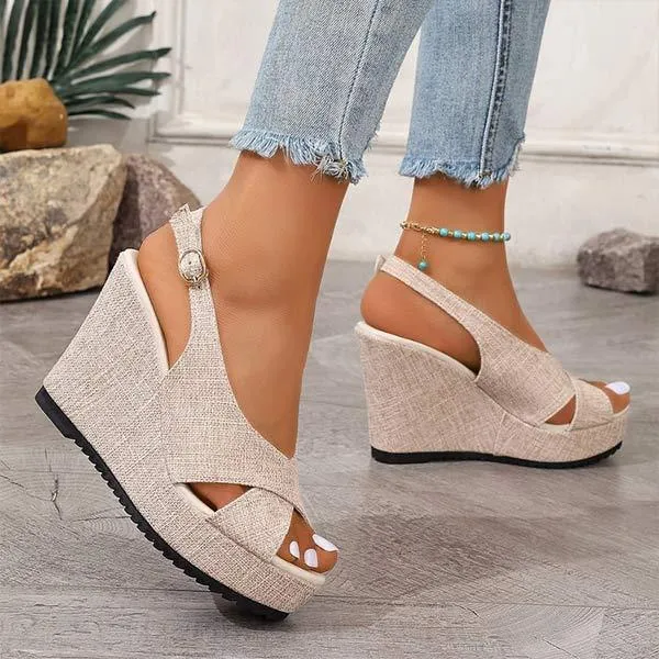 Women's Denim Platform Wedge Sandals 13646124C